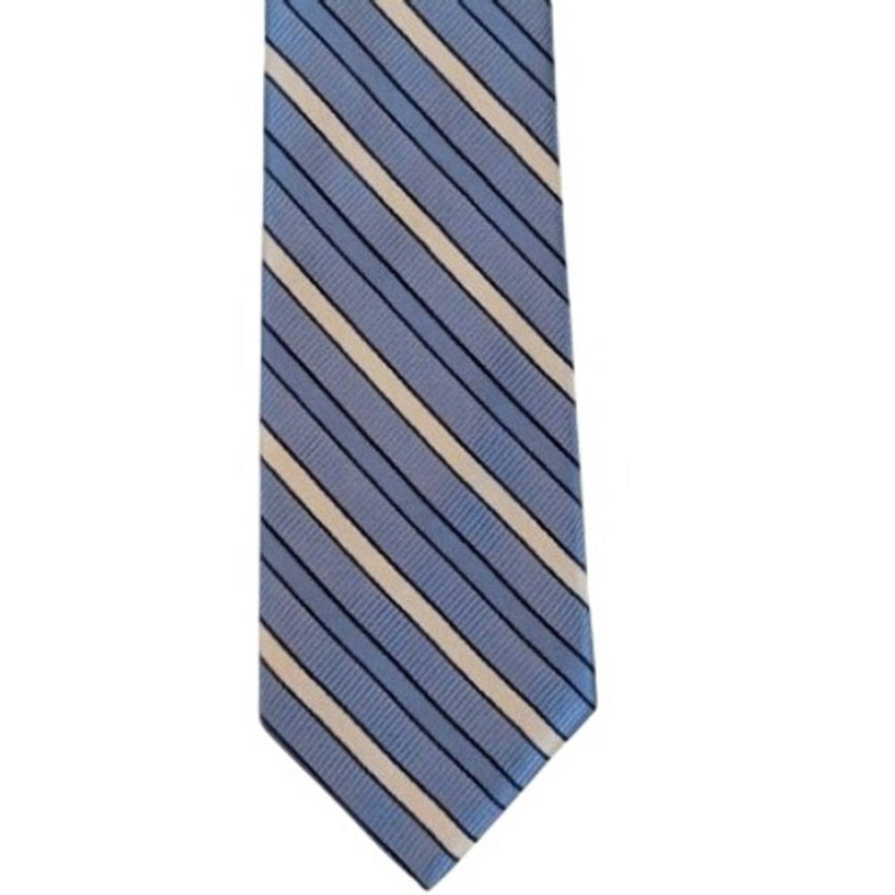 Brooks Brothers 346 Striped Silk Necktie Blue Cream Black Mens Business Formal